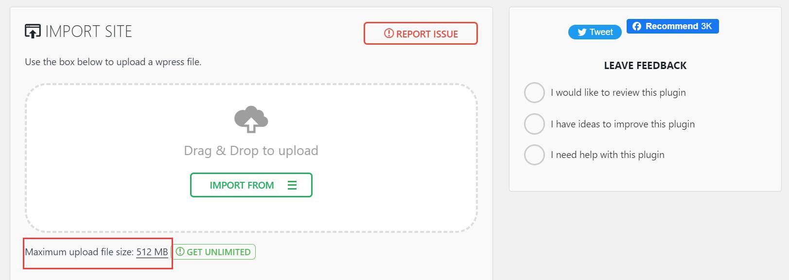 maximum upload file size