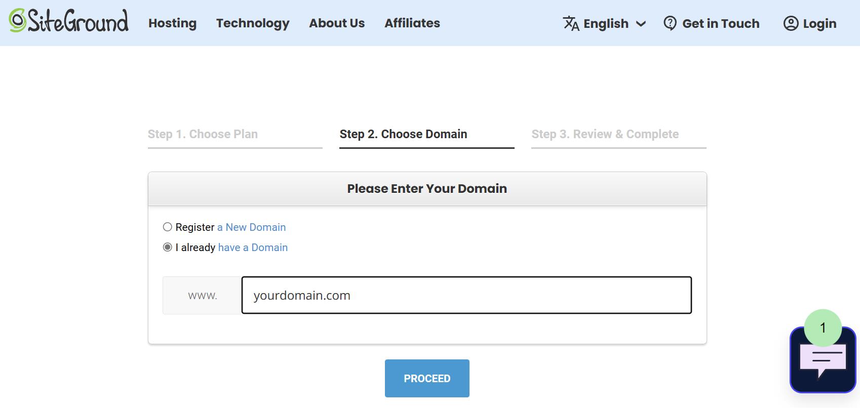 siteground step 2